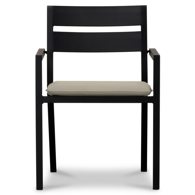 Pacifica Outdoor 17 - Piece Dining Set with Cushions, Canvas Flax Sunbrella® Canvas, Black