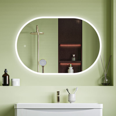 Icarus Oval LED Bathroom Mirror with Demister Pad Touch Control Wall Mounted