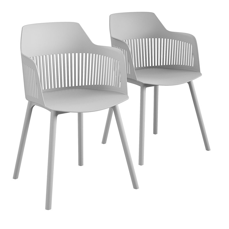 Patio Dining Armchair with Cushion, Light Grey