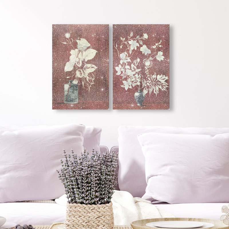 Romance Vases Set Canvas Floral & Botanical Print by Oliver Gal, Black Frame, 10 x 15, 30"H x 45"W, Gallery Wrapped