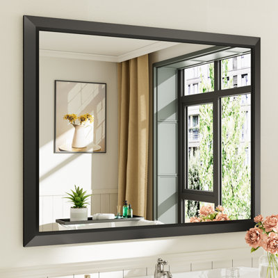 Miroirs de salle de bain modernes et contemporains en métal biseauté rectangulaire / carré avec verre trempé HD