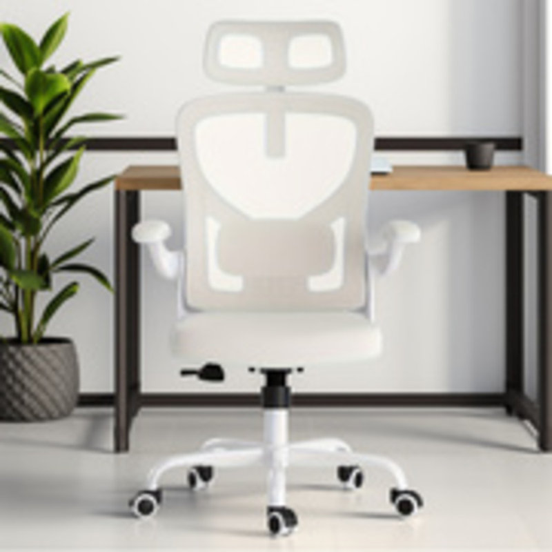 1 chaise de bureau ergonomique avec appui-tête réglable pouvant supporter jusqu'à 300 lb en maille et cuir pour les bureaux à domicile et les salles d'étude Blanc