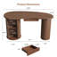 Bureau d'ordinateur 59 pouces de forme ovale avec porte coulissante en tambour, bureau de direction avec tiroir et armoire de rangement cachée-498732501