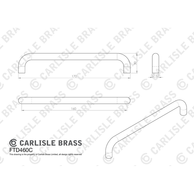 Bar Handle, 1.7 x 3cm, Polished Chrome