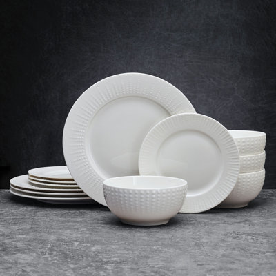 Pfaltzgraff Cassie 12-piece Porcelain Dinnerware Set, Service For 4 In White