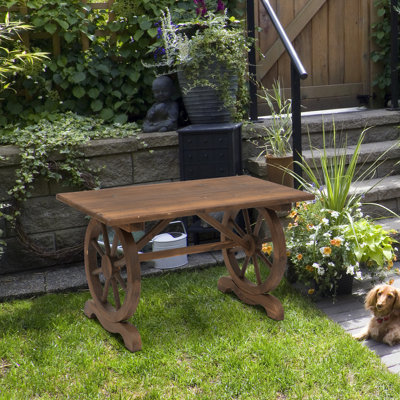 Outsunny Wooden Garden Dining Table 110 x 60 x 65 cm Carbonised Finish