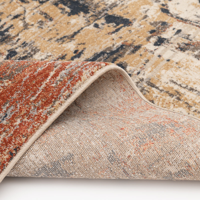 Bungalow Rose Orion Desmonia Rust/Beige Abstract Indoor Polypropylene Area Rug, Rectangle 7'10" x 9'10"