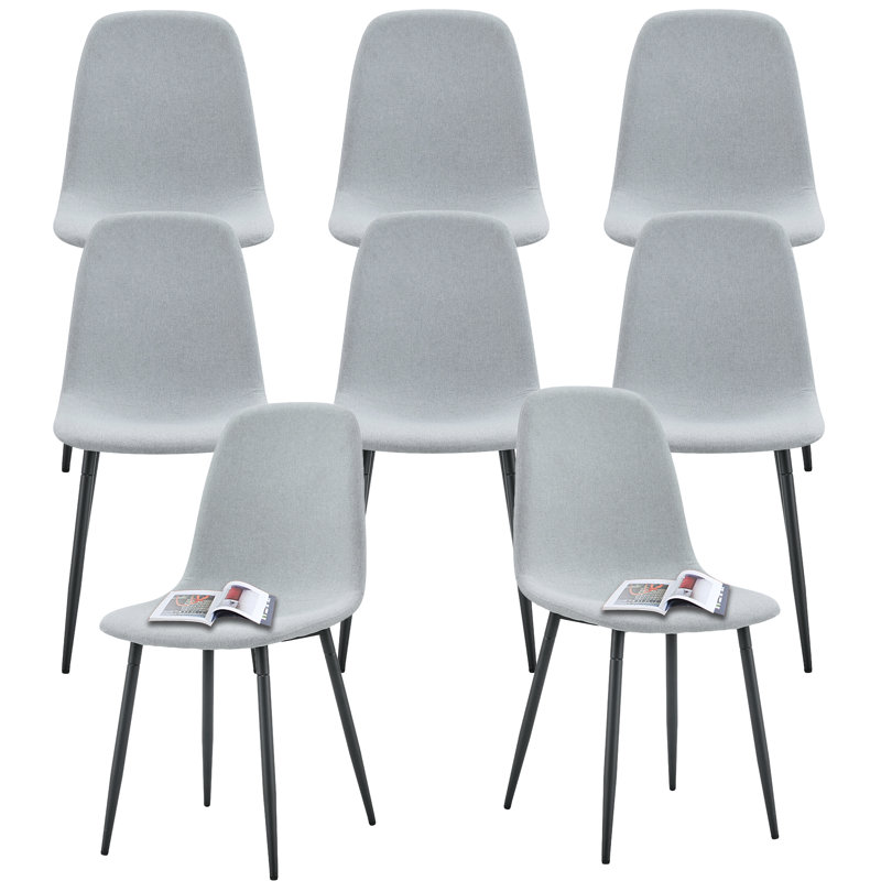 Ensemble de 8 chaises de salle à manger de style Mid-Century, Gris clair