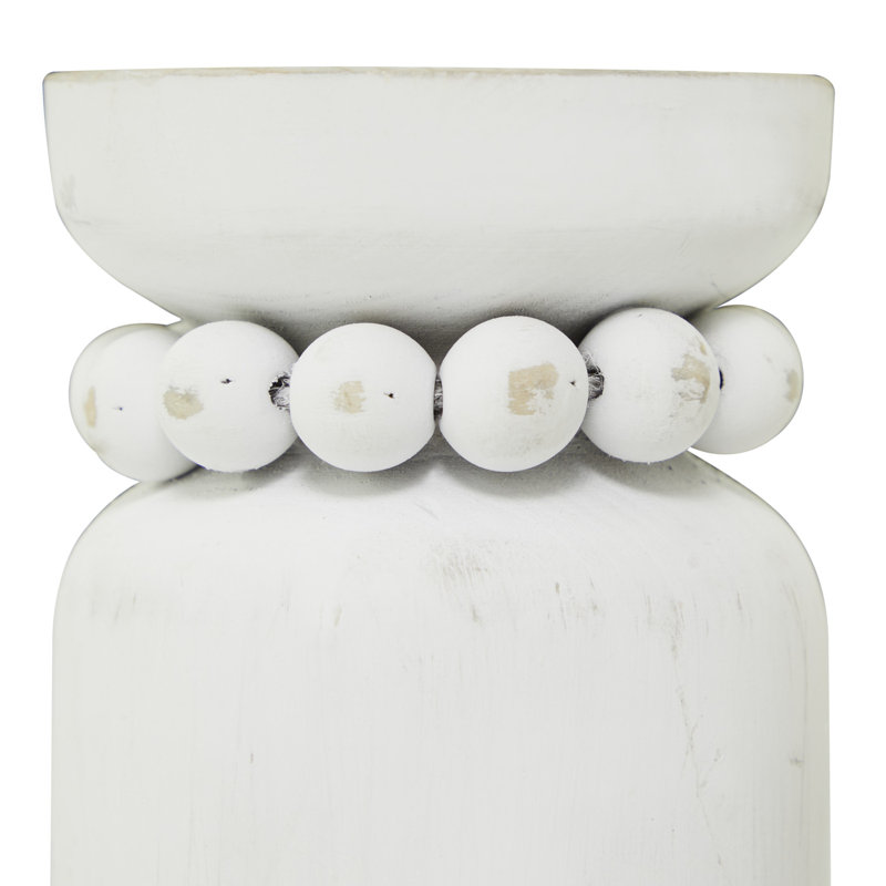 Ensemble de porte-bougie en bois, Blanc, H 6,1 po x l 3,7 po x P 3,65 po