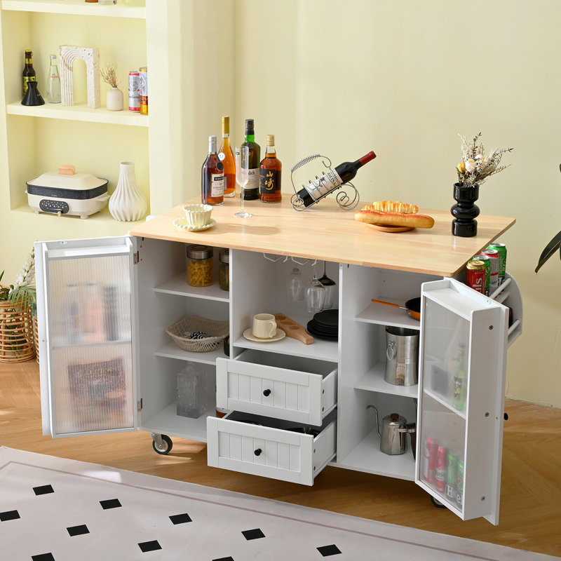 Îlot de cuisine avec roulettes verrouillables