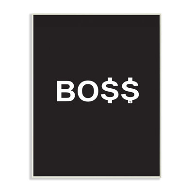 " Boss Text Dollar Signs Minimal Black White " by Martina Pavlova