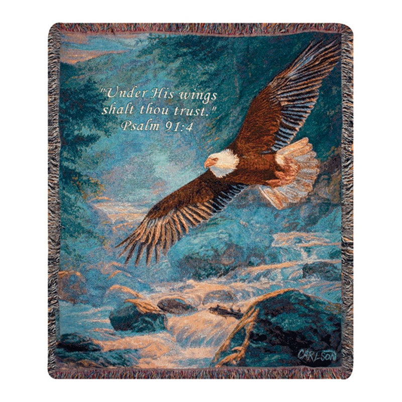 Jeté décoratif manuel en coton acrylique 50 x 60 pouces American Majesty Verse