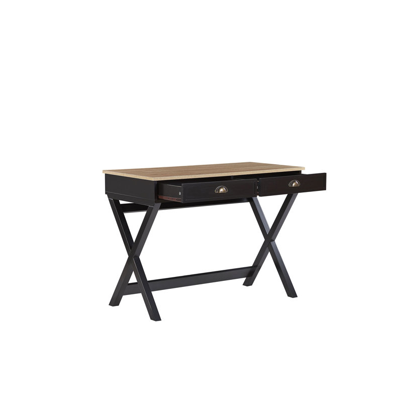 Darold Solid Wood Base Writing Desk, Black