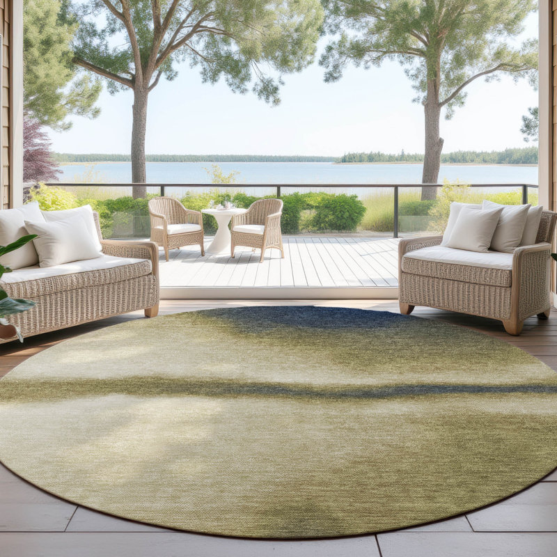 Machine Washable Indoor/Outdoor Lockway ACN2419 Abstract Rug, Round 8'