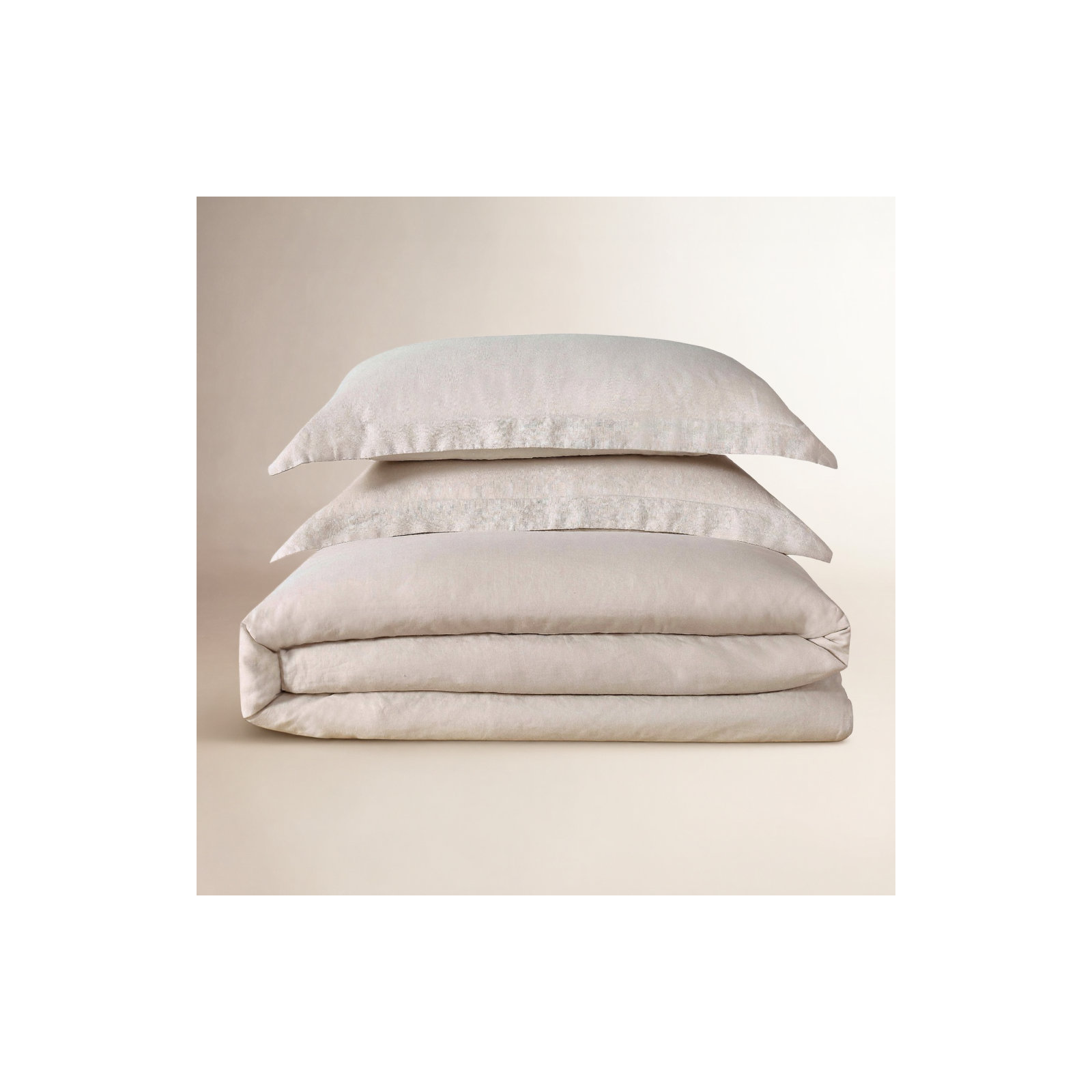 Nena Linen Percale Duvet Cover Set, Full/Queen Duvet Cover + 2 Standard Shams, Natural