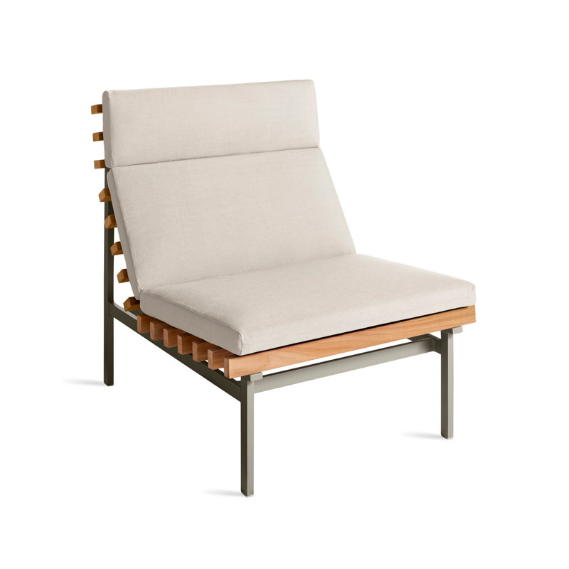 Perch Outdoor Teak Chaise Lounge, Sunbrella Linen, Charcoal