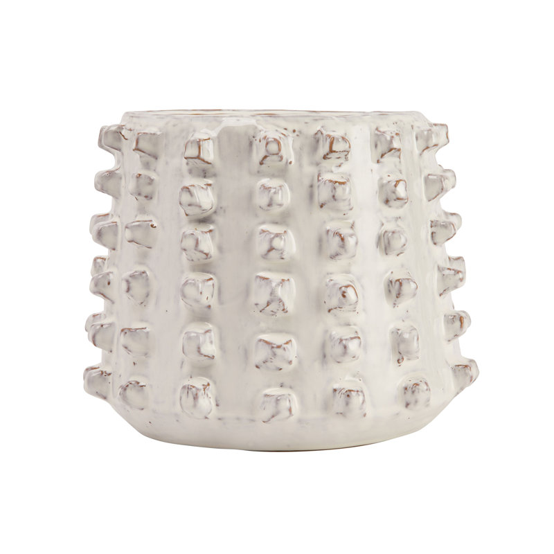 Stoneware Sculptural Planter with Raised Dots