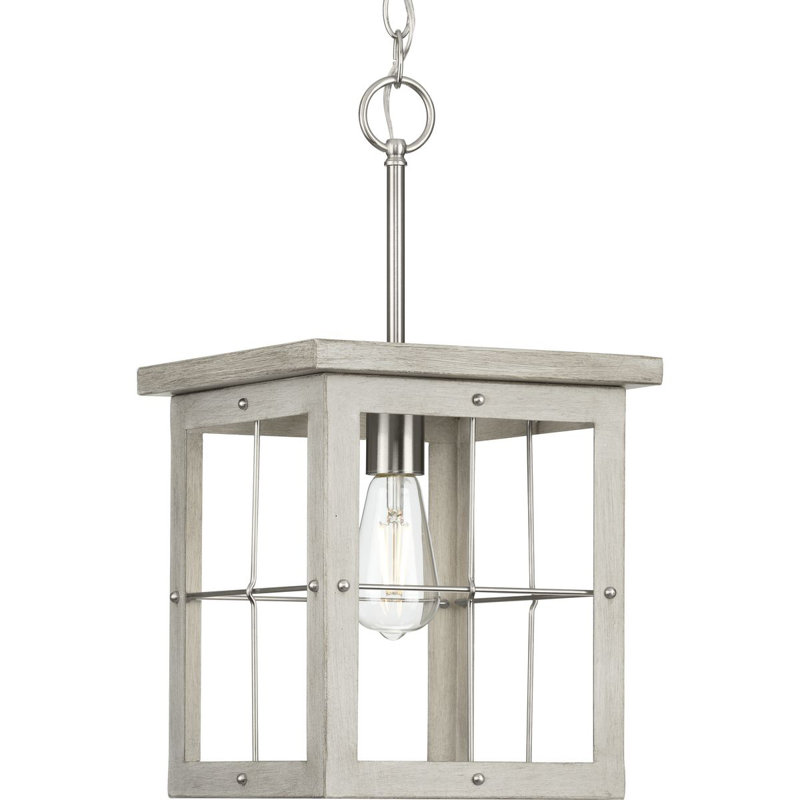 Luminaire suspendu rectangulaire à 1 lumière Andreoni, Nickel brossé