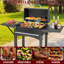 Barbecues au charbon de bois, barbecue extérieur avec 2 tables d'appoint, barbecue à fumée, (noir)