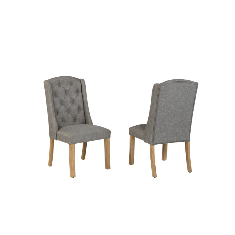 Chaises de salle à manger à oreilles avec dossier capitonné, Gris