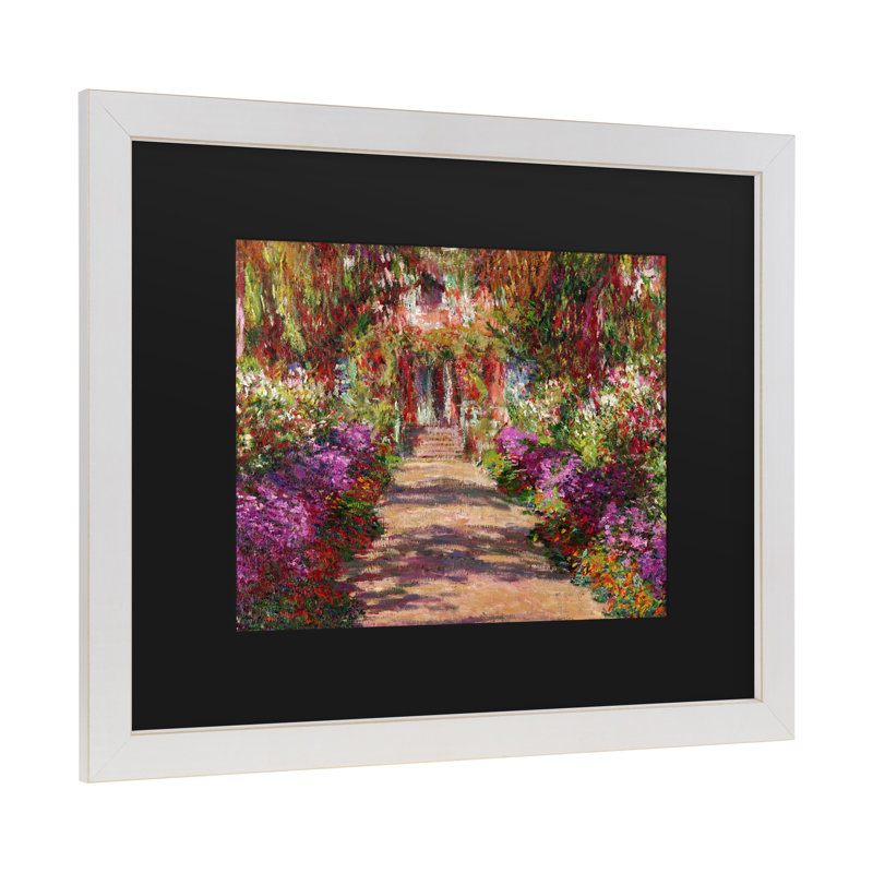 «A Pathway in Monet's Garden» par Claude Monet, reproduction d'art sur toile encadrée, H 11 po x l 14 po x P 0,5 po, Blanc