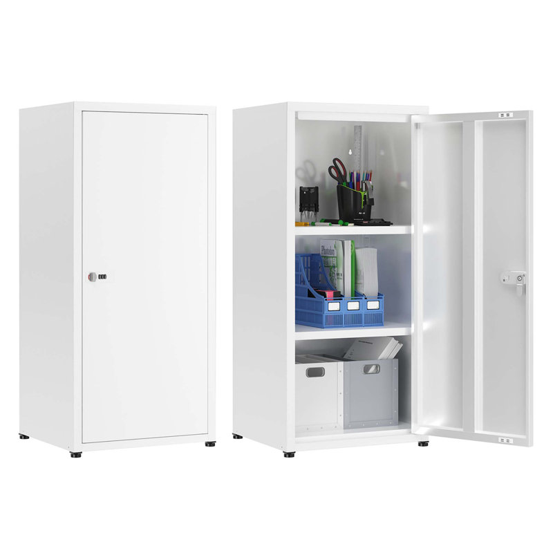 Casier sécuritaire en métal avec tablettes réglables, Blanc ancien