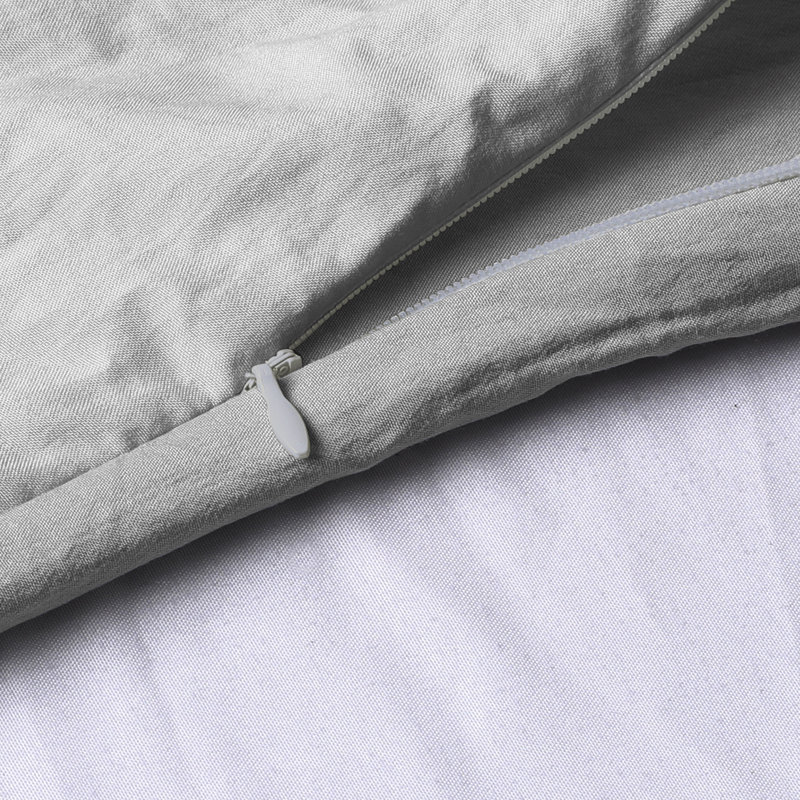 Ultra Soft Gray and Silver Reversible Microfiber Duvet Cover Set