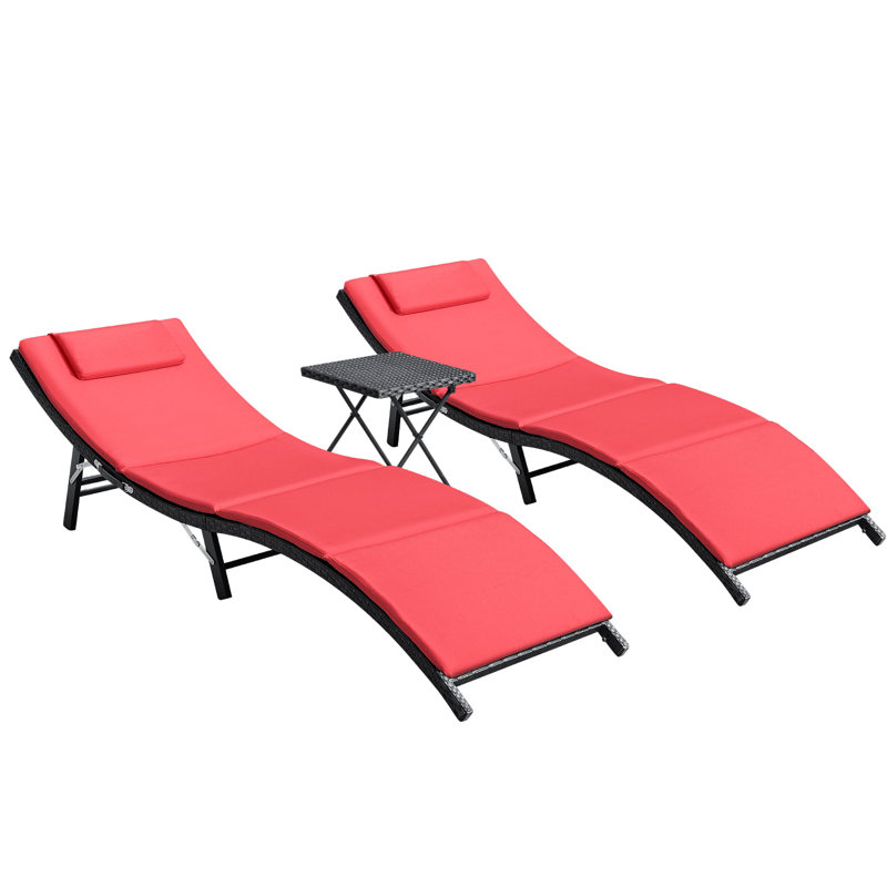 Chaise longue double 81 "avec coussins et table Maaja, Rouge