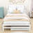 Full Size Wooden Platform Bed with Adjustable Twin Trundle and Headboard-483112013