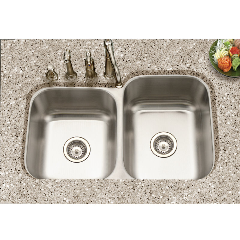 Medallion Classic 31.5'' L Undermount Double Bowl Stainless Steel Kitchen Sink