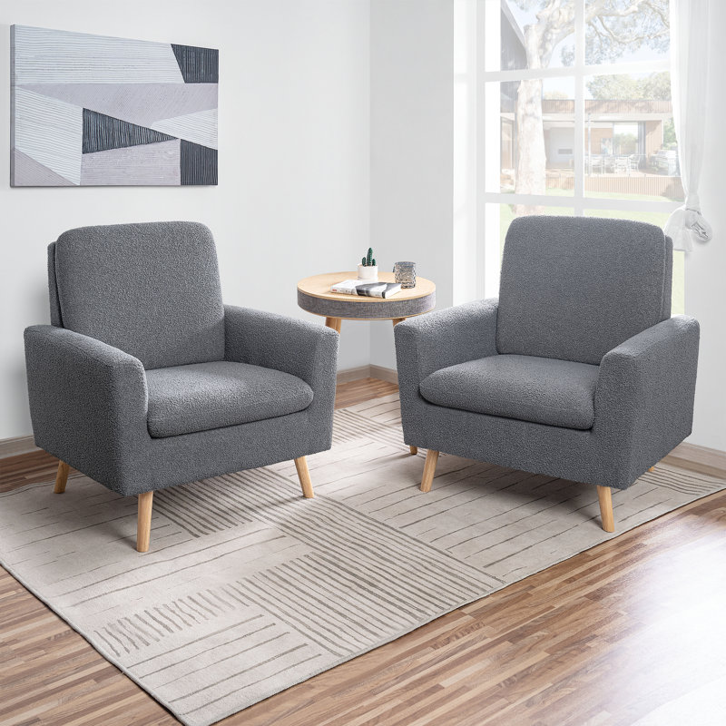 Ensemble de 2 chaises d'appoint Vanetten, Molleton pelucheux gris