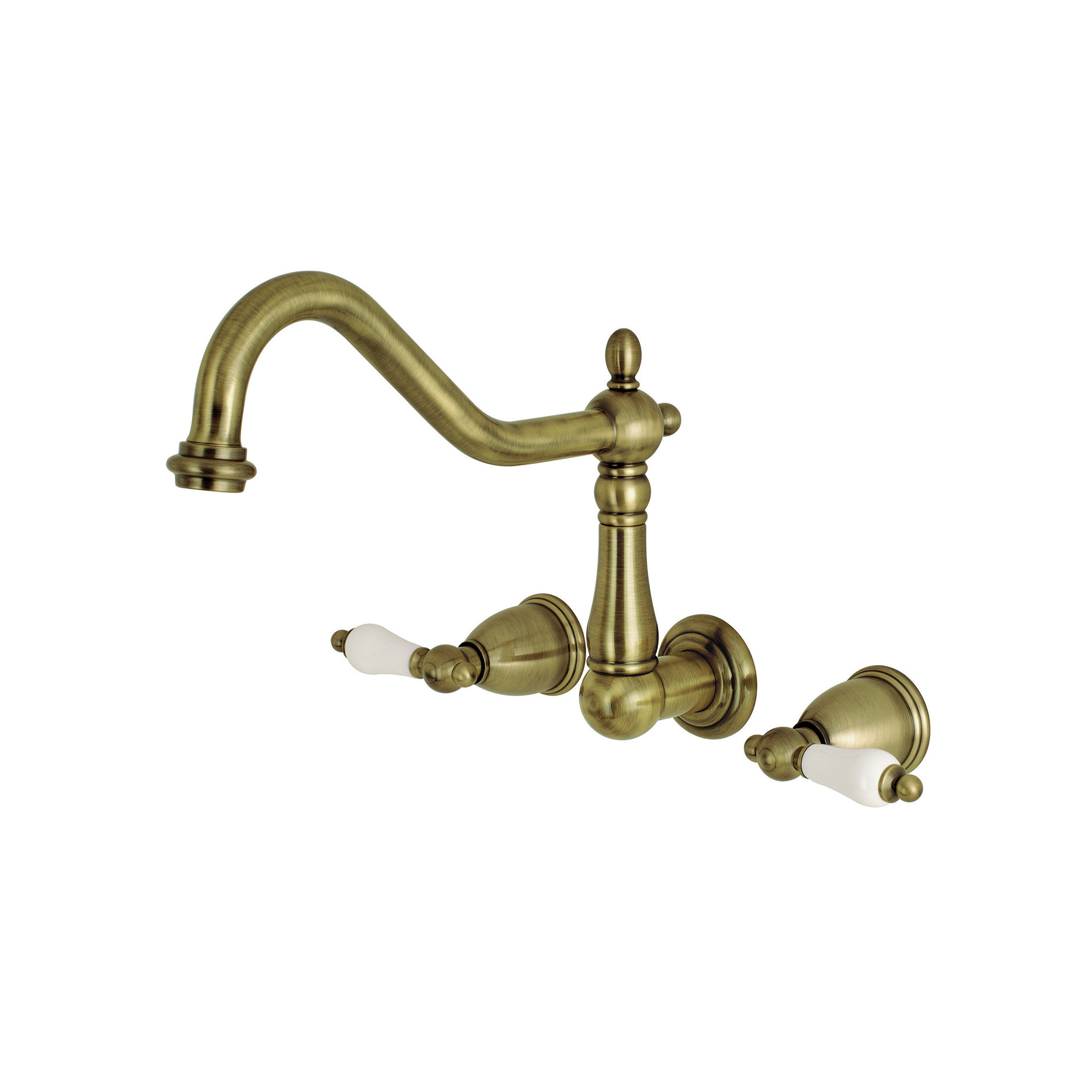 Kingston Brass Heritage Two-Handle 3-Hole Wall Mount Roman Tub Faucet, Vintage Brass