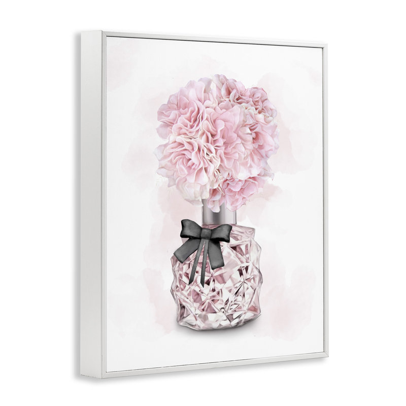 «Pink Flower Perfume Bouquet», art giclé sur blanc encadré par Ziwei Li, H 14 po x l 11 po, Giclée encadrée blanc bord de mer