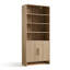Bibliothèque moderne en grain de bois avec portes cannelées et tablettes de rangement ouvertes, naturel-178761982
