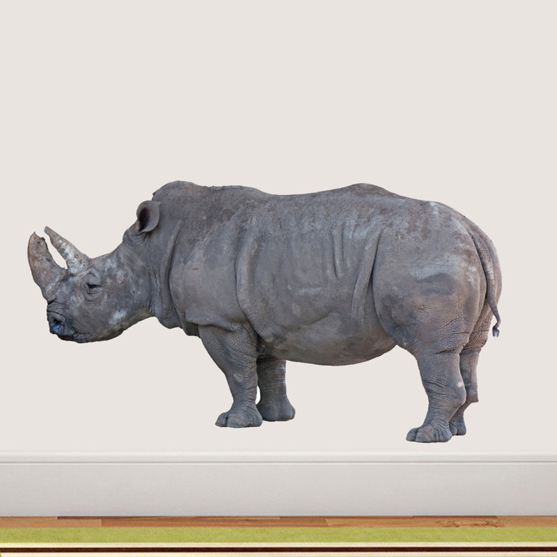 Décalcomanie murale à motif imprimé real life rhino, H 10 po x l 18 po