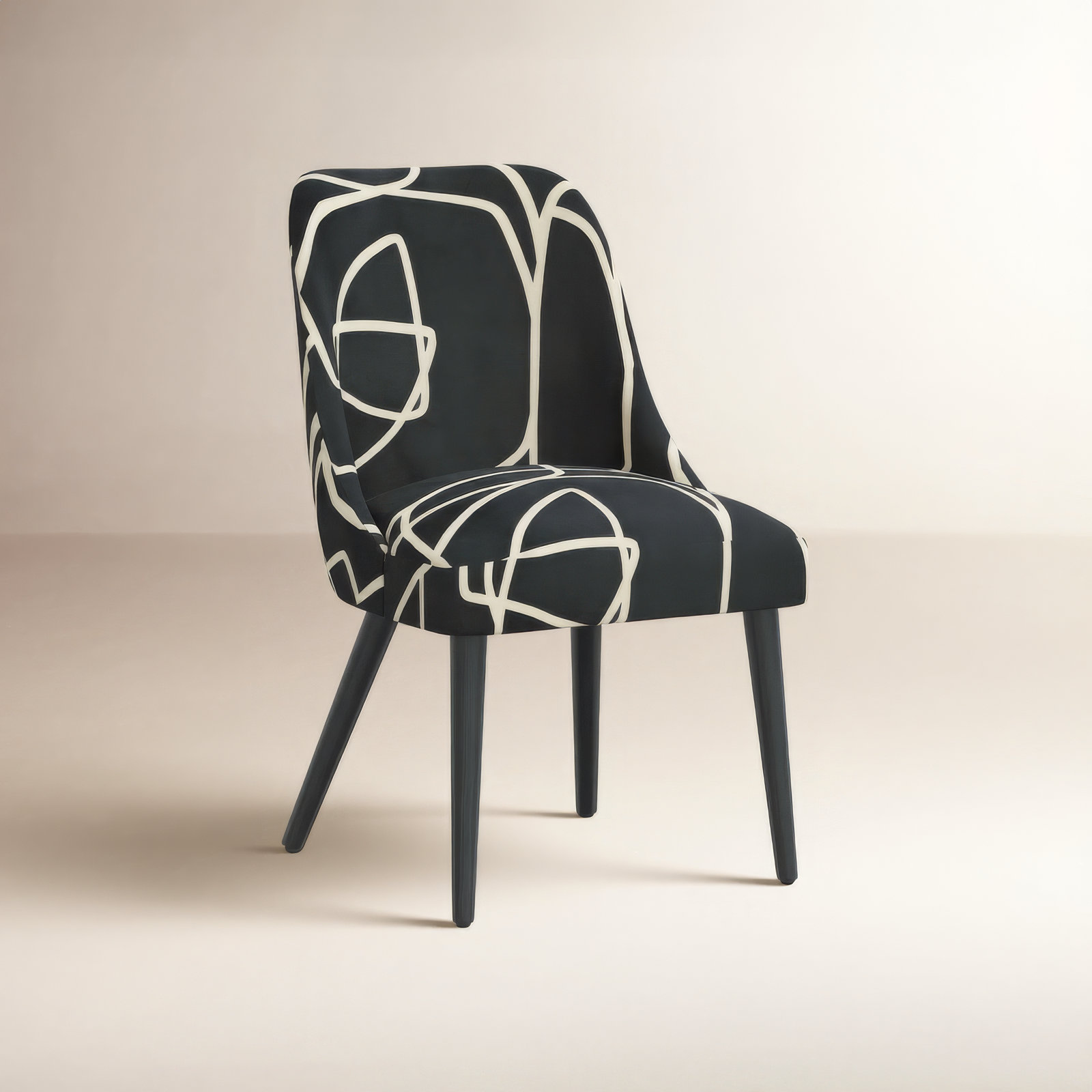 Pensford Parsons Chair, Mona Abstract Black, Black Wood