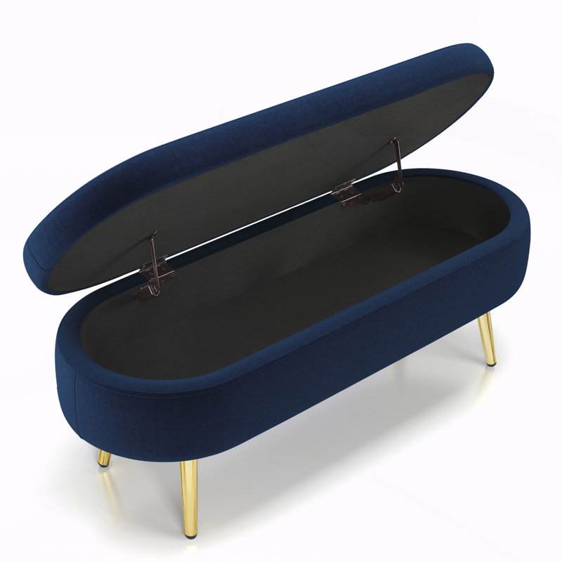 Banc de rangement repose-pieds ovale, Bleu très foncé, Bleu très foncé