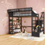 Lit mezzanine double avec rangement, en métal noir, style moderne gain de place, pour chambre d'enfant