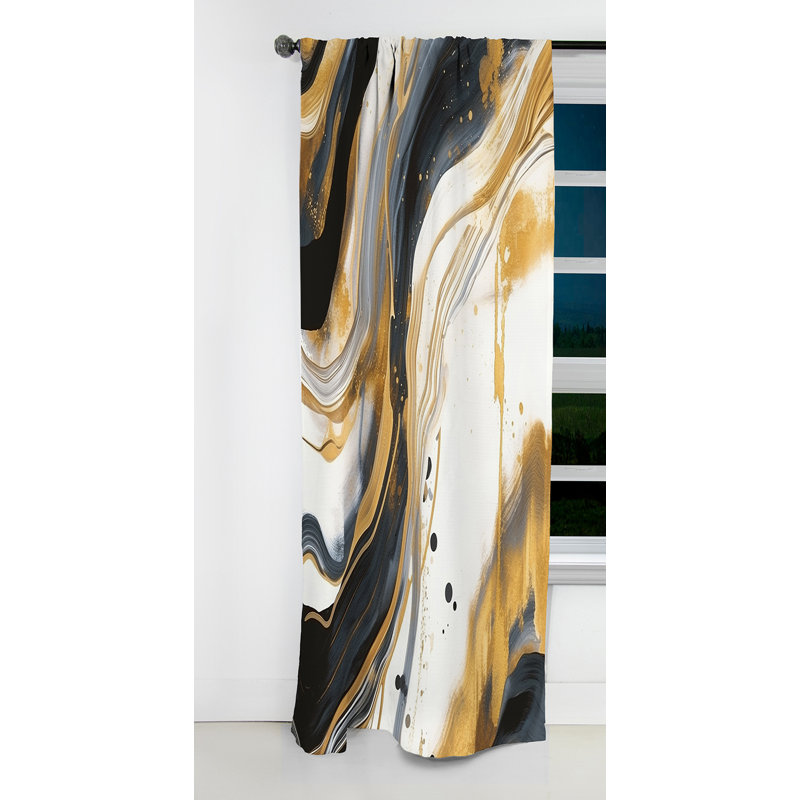 Brynlee - Rideau de marbre abstrait - Rideau de marbre occultant - 1 panneau, L 52 po x L 63 po