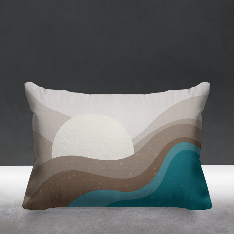 Coussin décoratif intérieur / extérieur Minimalist Desert, Turquoise