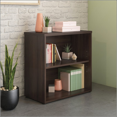 2-Shelf Bookcase with Adjustable Shelves and Durable Brown Finish for Versatile Storage and Aesthetic Appeal