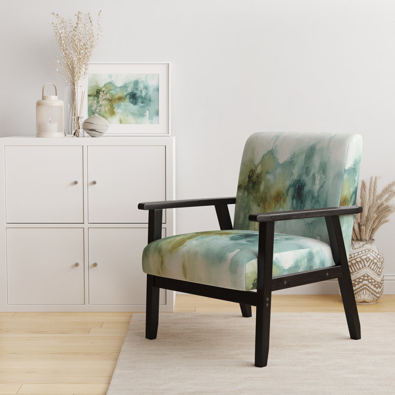 «Flonory - Abstract Watercolor Green House - Fauteuil rembourré d'appoint moderne