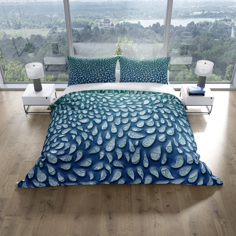  Ensemble de housse de couette 3D Raindrop, Housse de couette très grand + 2 taies décorativ