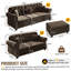 Canapé Chesterfield Mid-Century moderne en velours avec garniture cloutée, accoudoirs roulés et repose-pieds inclus, brun-1380505843
