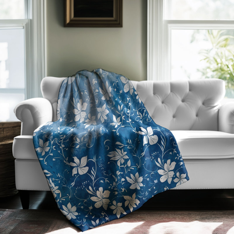 Ombre à motif de fleurs - couverture sherpa de qualité supérieure 1 pièce, Lit simple