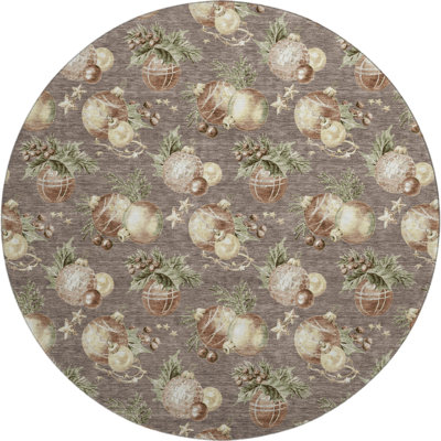 Premium Machine Washable Ingrassellino AMF1828 Christmas Balls Rug