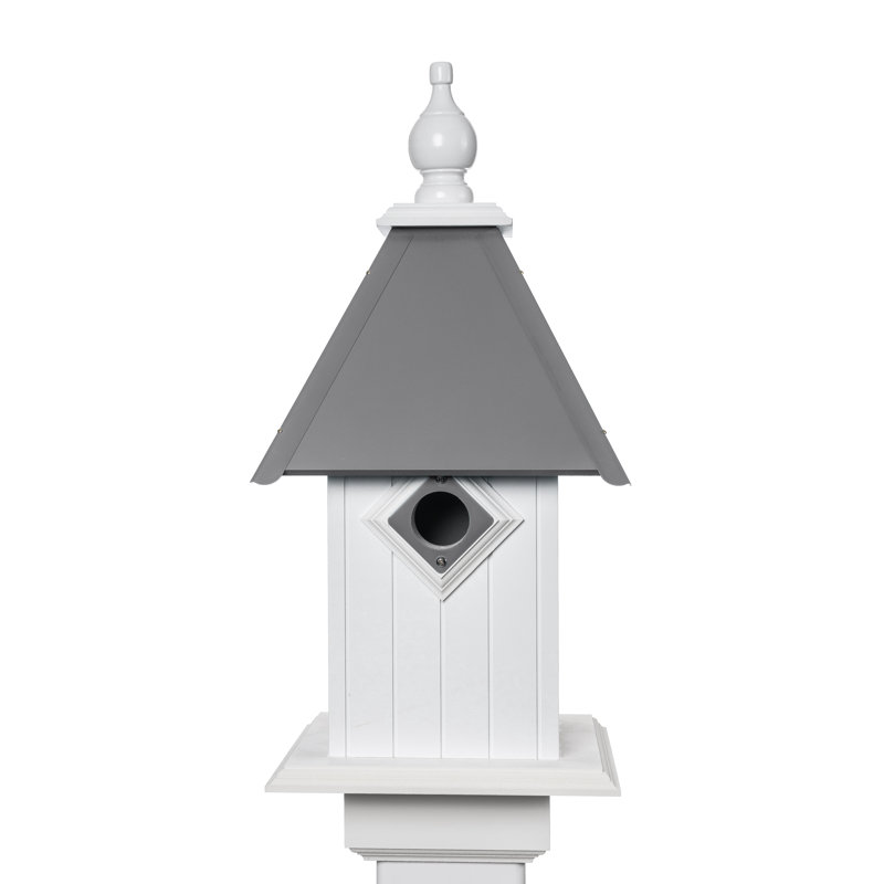 Fort Calhoun 22'' H x 13.25'' W x 13.25'' D Post Rust Resistant Birdhouse, Gray