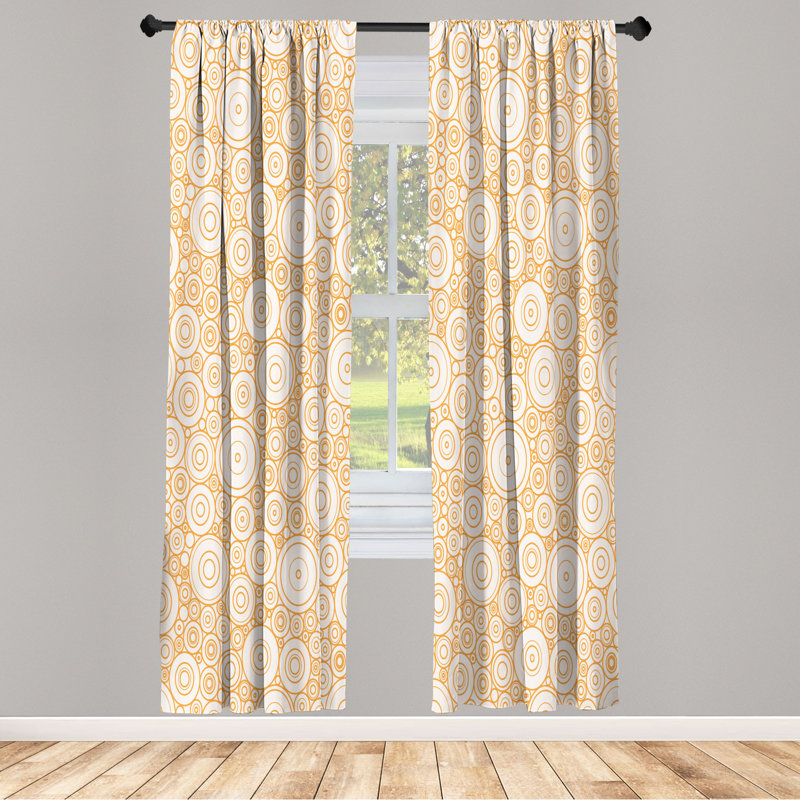 Microfiber Floral Semi-Sheer Rod Pocket Curtain Panels, 28" W x 63" L, White/Merigold