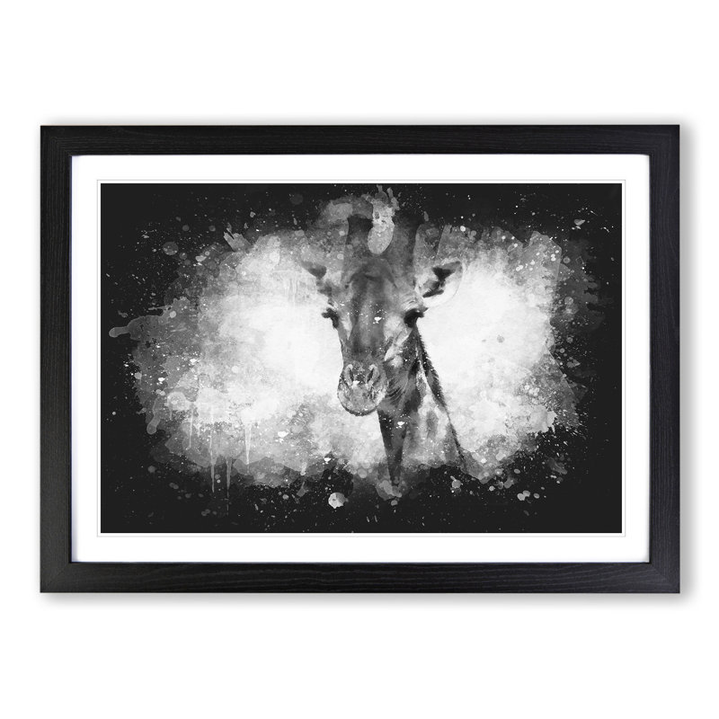 Giraffe Vol.3 - Picture Frame Painting, 27cm H x 36cm W x 2cm D, Black Framed