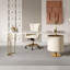 Bureau d'écriture 78,74 po en pierre frittée beige, 2 tiroirs-770584178